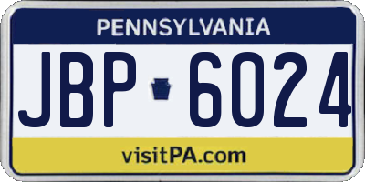 PA license plate JBP6024