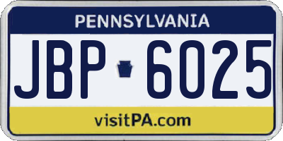 PA license plate JBP6025
