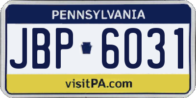 PA license plate JBP6031