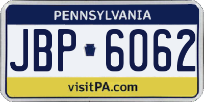 PA license plate JBP6062