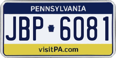 PA license plate JBP6081