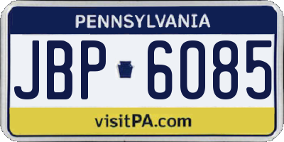 PA license plate JBP6085