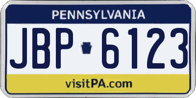 PA license plate JBP6123