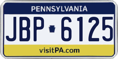 PA license plate JBP6125