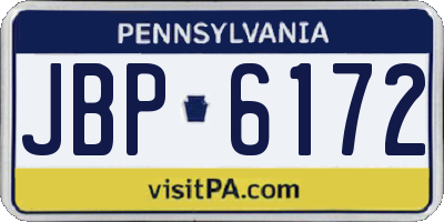 PA license plate JBP6172