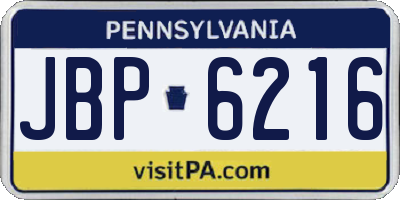 PA license plate JBP6216