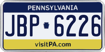 PA license plate JBP6226