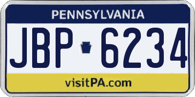 PA license plate JBP6234