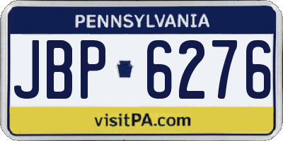 PA license plate JBP6276