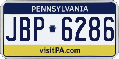 PA license plate JBP6286