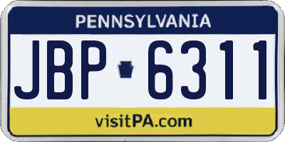 PA license plate JBP6311