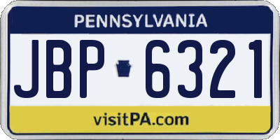 PA license plate JBP6321