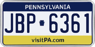 PA license plate JBP6361