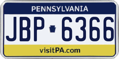 PA license plate JBP6366