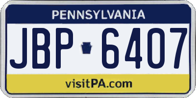 PA license plate JBP6407