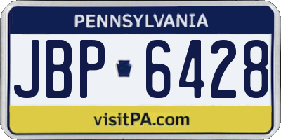 PA license plate JBP6428