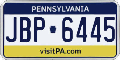 PA license plate JBP6445