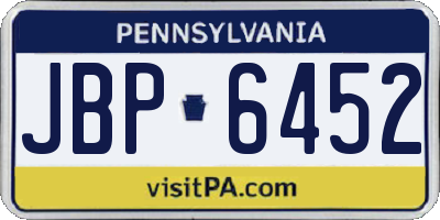 PA license plate JBP6452