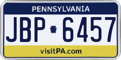 PA license plate JBP6457