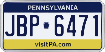 PA license plate JBP6471