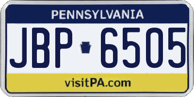 PA license plate JBP6505
