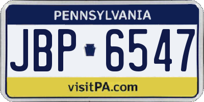 PA license plate JBP6547