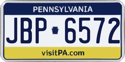 PA license plate JBP6572