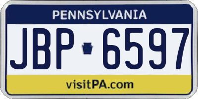 PA license plate JBP6597