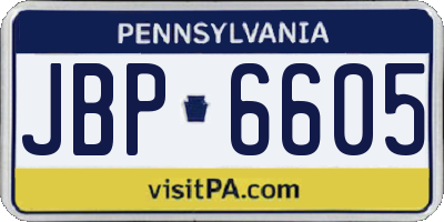 PA license plate JBP6605