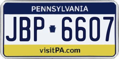 PA license plate JBP6607