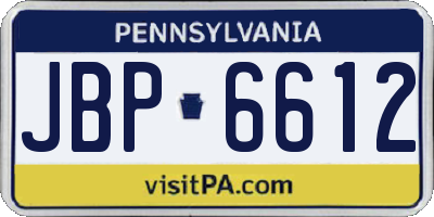 PA license plate JBP6612