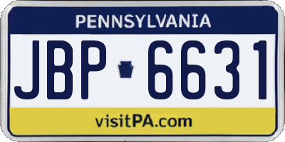 PA license plate JBP6631