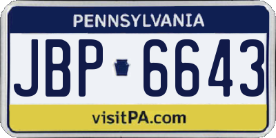 PA license plate JBP6643