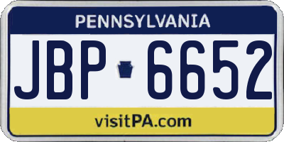 PA license plate JBP6652