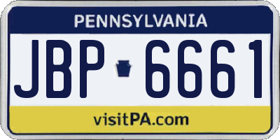 PA license plate JBP6661