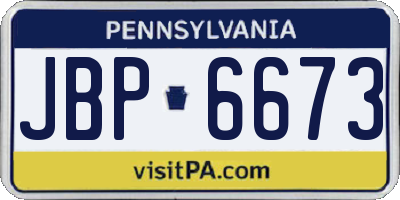 PA license plate JBP6673