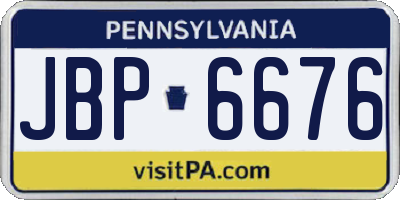 PA license plate JBP6676