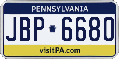 PA license plate JBP6680