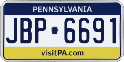 PA license plate JBP6691