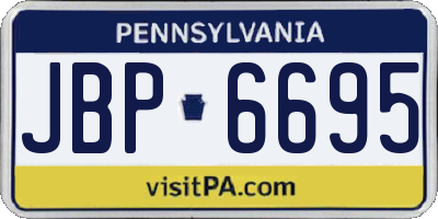 PA license plate JBP6695