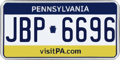 PA license plate JBP6696