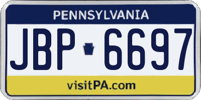 PA license plate JBP6697