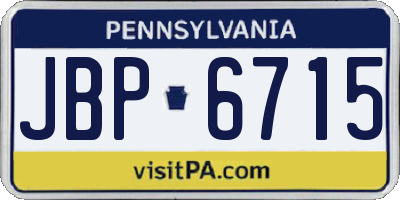 PA license plate JBP6715