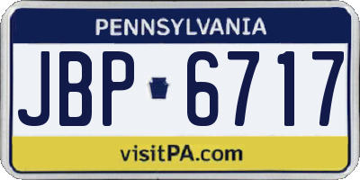 PA license plate JBP6717