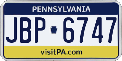 PA license plate JBP6747