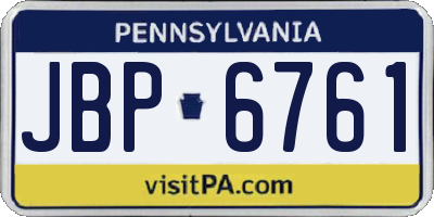 PA license plate JBP6761