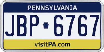 PA license plate JBP6767