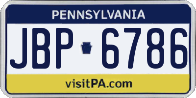 PA license plate JBP6786