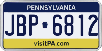 PA license plate JBP6812