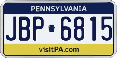 PA license plate JBP6815